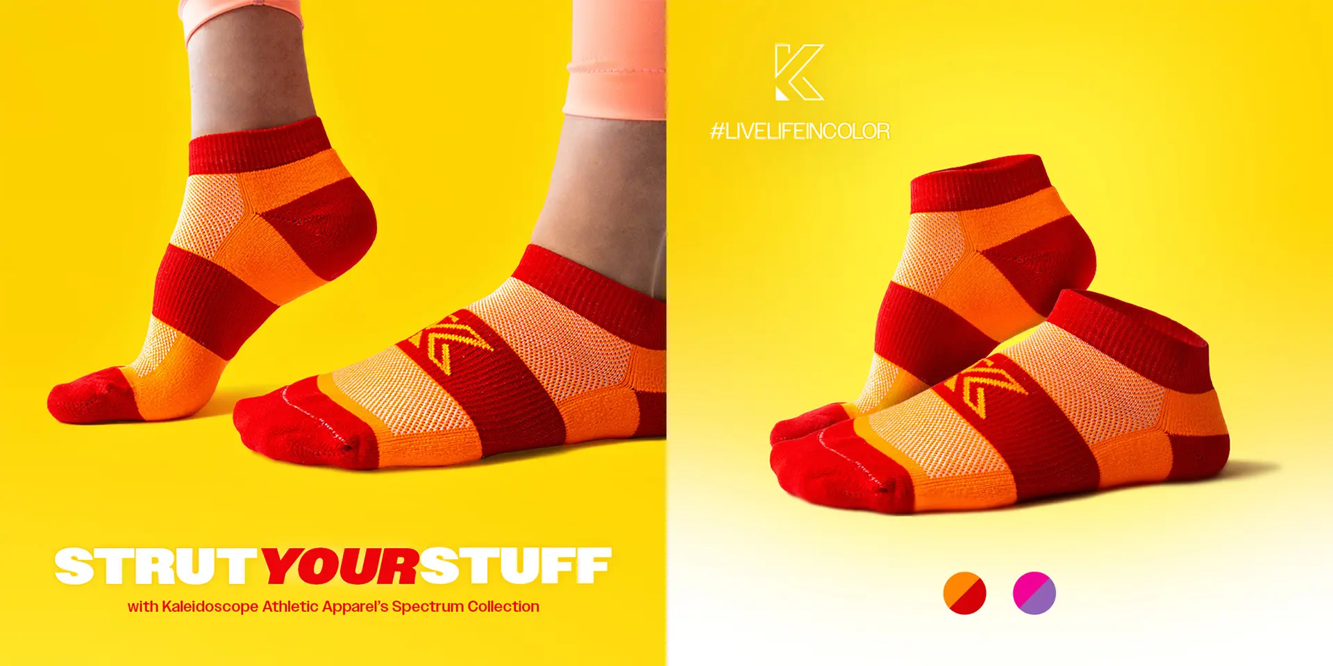 Kaleidoscope Athletic Apparel product ad - socks