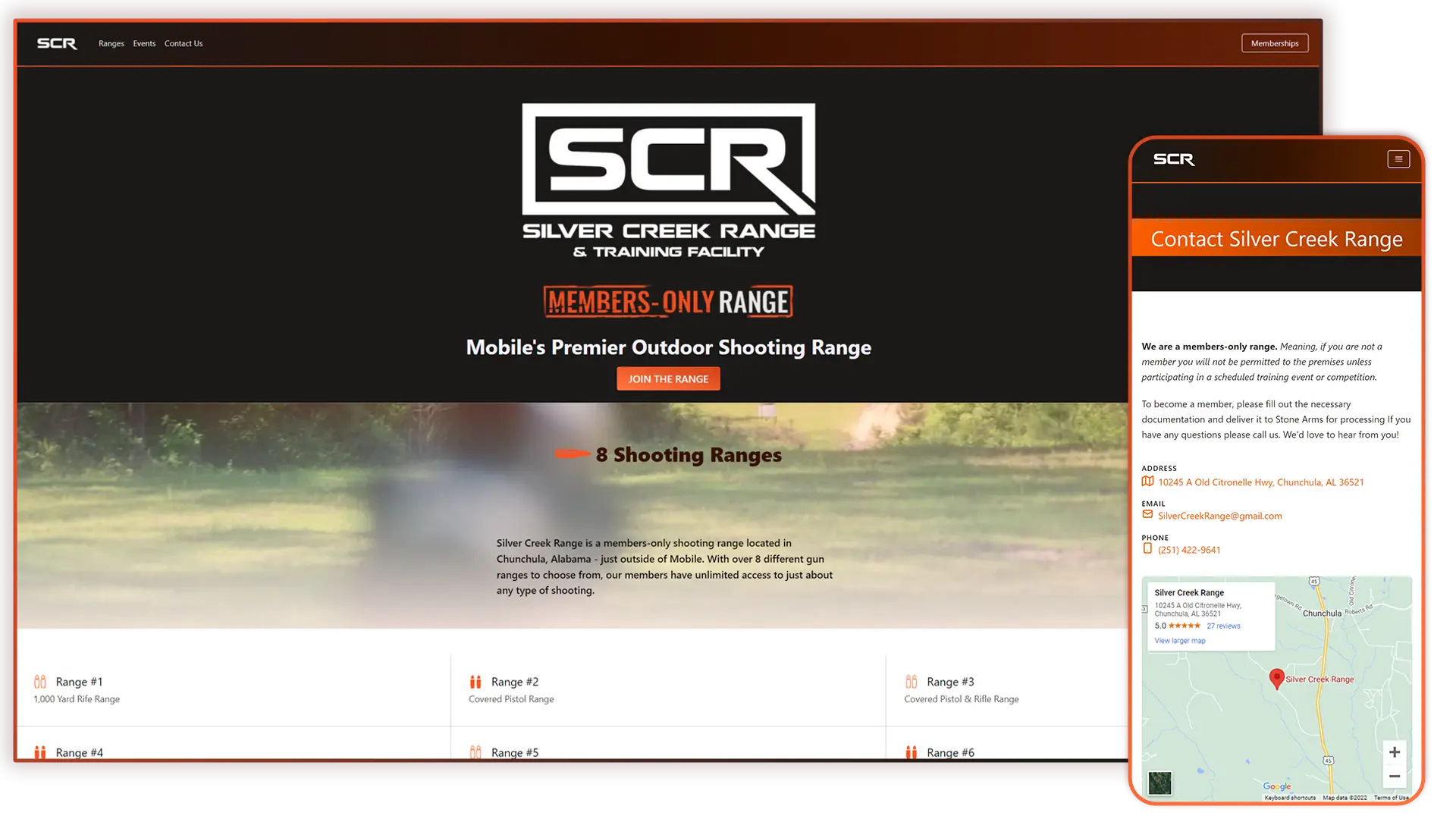 Silver Creek Range website design